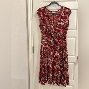 Dress Barn Red and Black Midi Dress